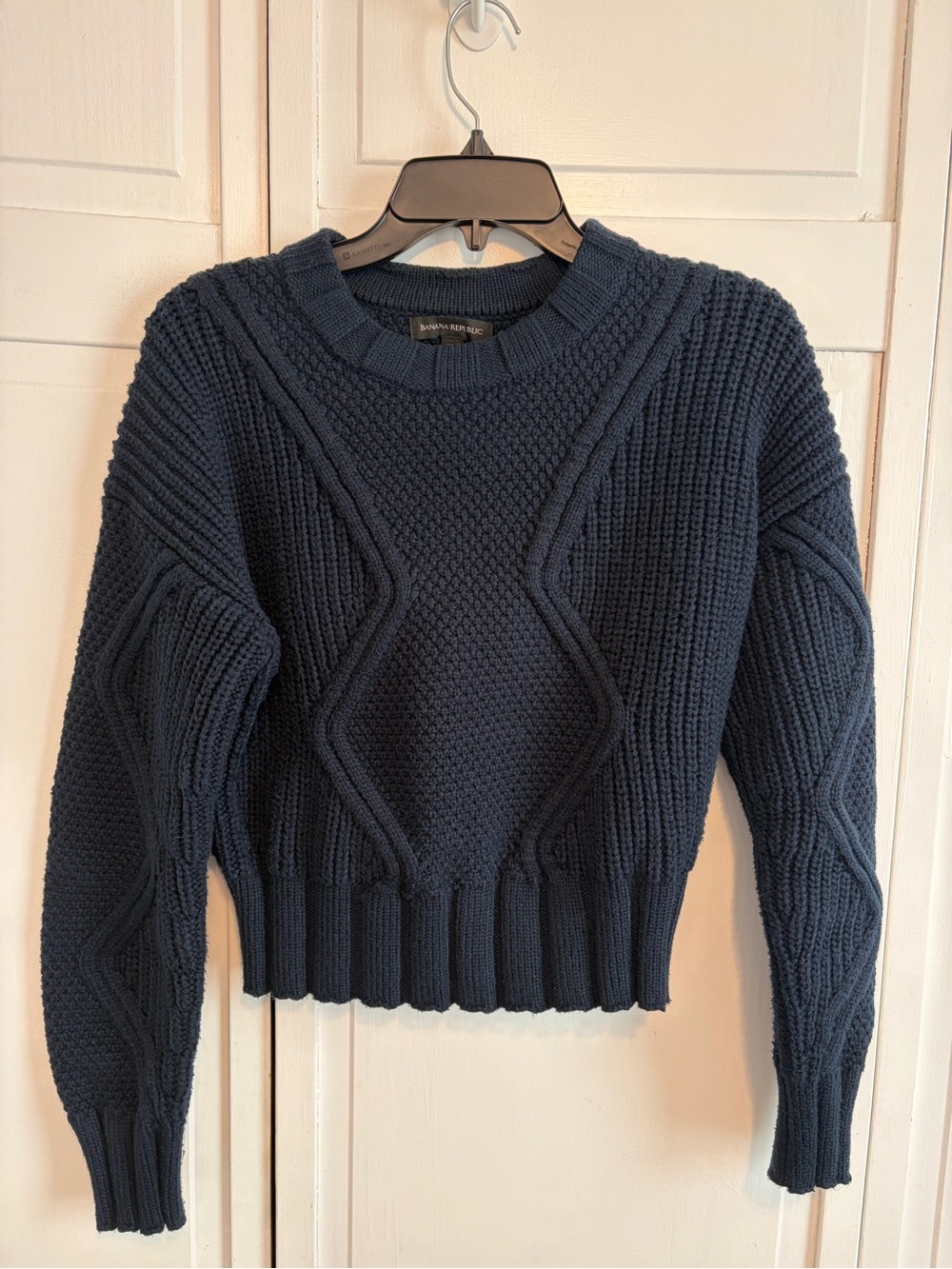 Banana Republic Navy Cable Crewneck Sweater
